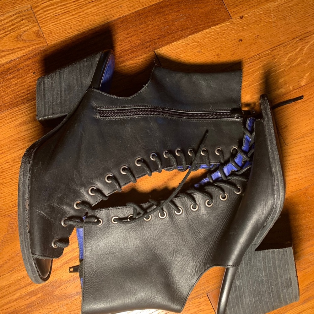 Jeffrey Campbell Peep Toe black lace up bootie